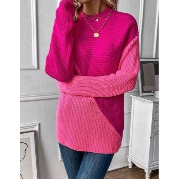 Beautiful Two Tone Drop Shoulder Sweater Pullovers - Picture 5 of 8